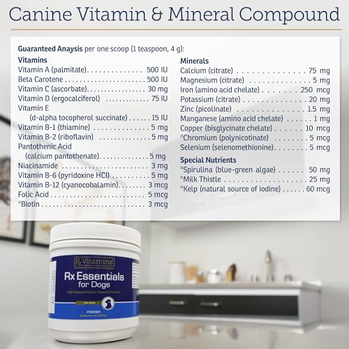 Rx Vitamins Essentials for Dogs - Daily Vitamins & Minerals - with Blue Spirulina, Kelp Powder, and Milk Thistle - Complet...