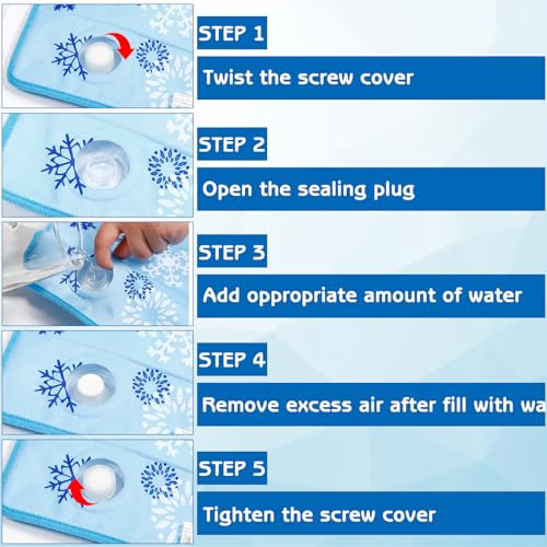 aingycy Dog Cooling Mat Water Injection Pet Cool Pads Dogs & Cats Pet Cooling Blanket for Outdoor Car Seats Beds (Azure, 3...