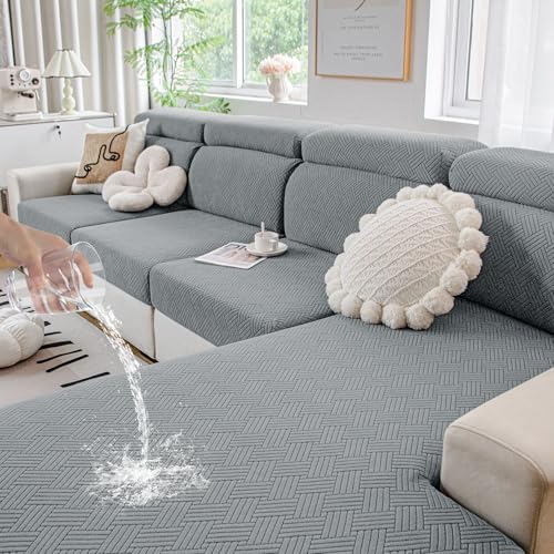 hyha Waterproof Couch Cushion Covers, Stretch Magic Sofa Seat Slipcover, Waterproof Sectional Couch/Sofa Cushion Covers fo...