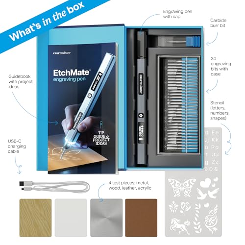 EtchMate Engraving Pen for Metal, Wood, Glass, Plastic & All Materials - Cool Birthday Gift Ideas - Engraver Pen Tool - Te...