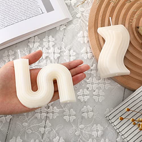 Tondiamo 2 Pcs Trendy Twist Aesthetic Candles Soy Wax Minimalist Geometric Shaped Candles S Shaped Decoration Art Funky Sc...