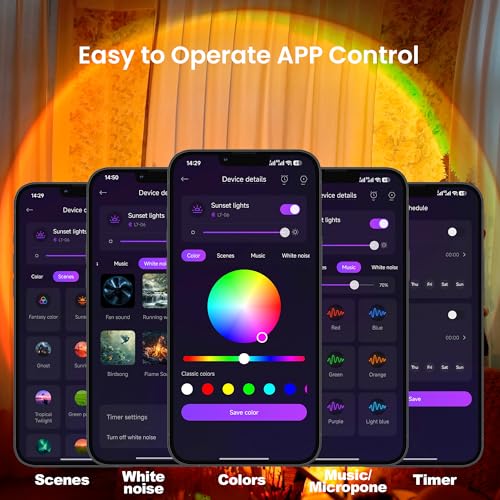 Tsrarey Sunset Lamp Projection, Not Only 21 Colors Sunset Lights, 180 Degree Rotation Led Light, Push Button Switch & APP ...