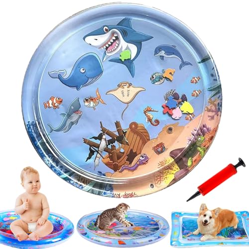 bailconti Cat Water Mat, 2025 Upgraded Thickened Anti-Scratch Leak Proof Cats Water Sensory Play Mat with Floating Fish, P...