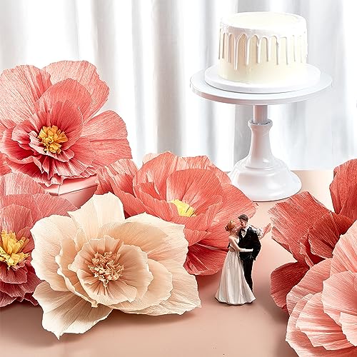 Cholemy 24 Pcs Tissue Paper Flowers, Crepe Paper Flowers Decorations 8" 10" 12" for Wedding Party Baby Bridal Shower Carni...