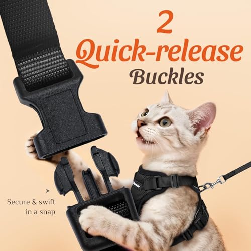 Dooradar Cat Harness and Leash Set, Escape Proof Safe Adjustable Kitten Vest Harnesses for Walking, Easy Control Soft Brea...