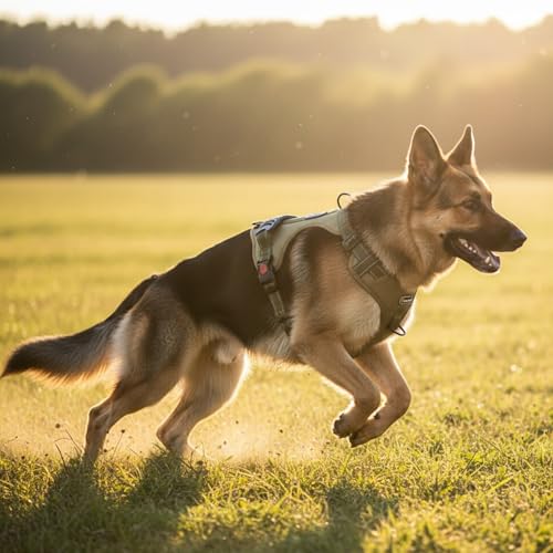 LUVMOJO Tactical Dog Harness and Leash Set, No Pull Adjustable Heavy Duty Pet Vest with Handle, Reflective Harnesses and L...