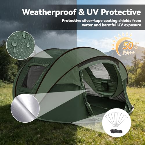 Instant Pop Up Tents for Camping, 4/6 Person Easy Pop Up Camping Tents,Automatic Set Up Tent in 3 Seconds,Waterproof Sunsh...