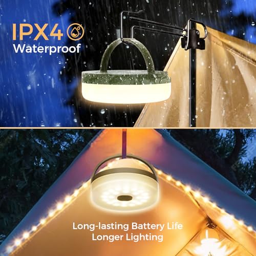 KUQIHUG Camping String Lights, Quick Storage 32.8FT Rechargeable Tent Lights String with 8 Modes, Hanging Waterproof Porta...