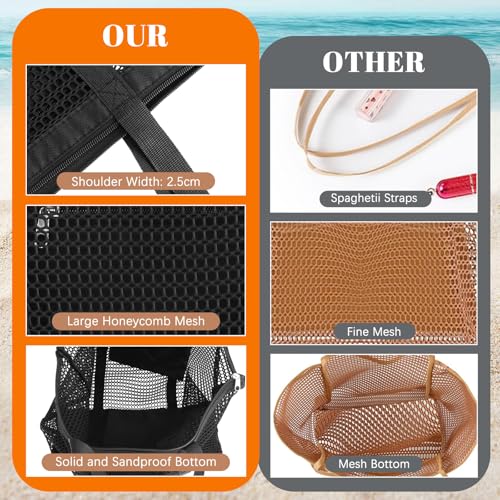 Dntorx Women's Mesh Beach Bag, Stylish Beach Tote for Swimming, Travel & Vacation Essentials, Lightweight Design for Poolside