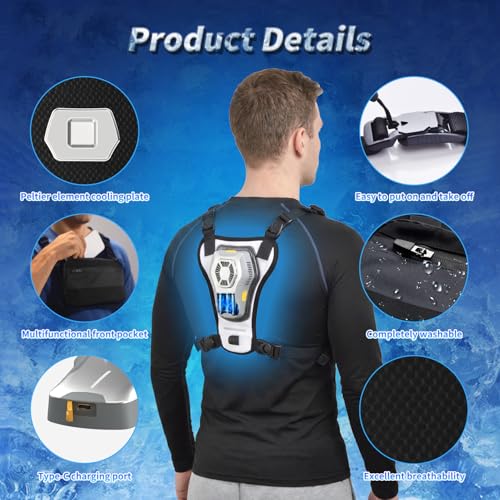 THETHEKU Cooling Vest for Men Wearable Semiconductor Cooling Gear Portable Fan Air Conditioned for Work,Gardening, Fishing
