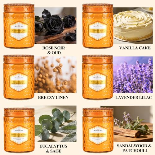 6 Pack Natural Soy Wax Jar Candles for Home, Scented Aromatherapy Gift Set for Women, 33 oz 240 Hour Long Lasting Candles ...