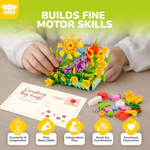 TOY Life 36 Pack Party Favors for Kids, Tiny Plants Mini Flowers Building Blocks Set for Classroom Prize, Flowers Botanica...