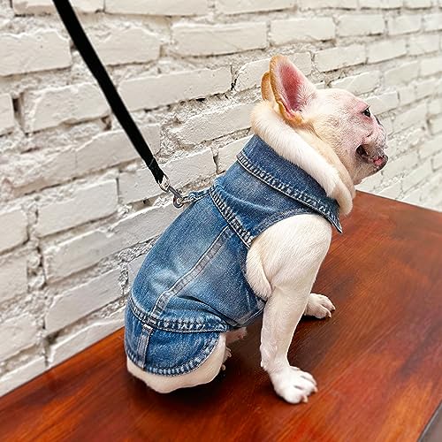 JcDuDoi Dog Jean Jacket Pet Blue Denim Coat for Puppy Small Dogs Fashion Classic Overalls Girl Male Boy Cat Costumes Vinta...