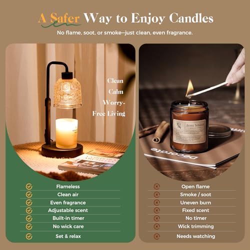 Candle Warmer Lamp with Timer Dimmer, Adjustable Height Wax Melt Warmer for Jar Candles, Housewarming Gift, Birthday Mothe...