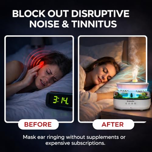 Dreamlax Rain Humidifiers for Bedroom – Cool Mist Essential Oil Diffuser, White Noise Machine with 10 Nature Sounds, 7 LED...