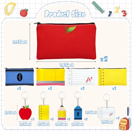 luck sea 20 Pcs Teacher Appreciation Gifts Bulk - Pencil Pouch Case Makeup Zipper Pen Bag Keychain for Back to School Clas...