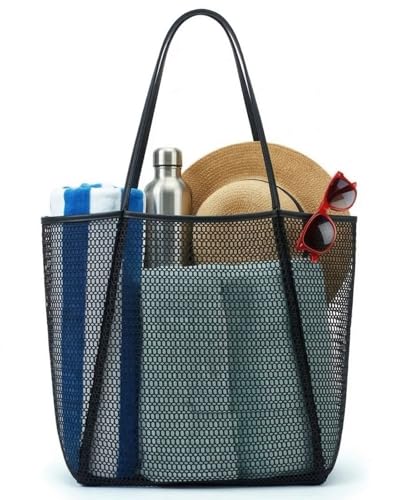 Rave Envy Beach Tote Bag for Women – Waterproof Mesh Tote Bag, Large Capacity Sandproof Beach Bags for Travel
