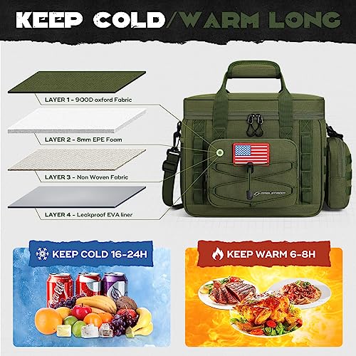 Maelstrom Tactical Lunch Box, Insulated Lunch Bag for Men, Large Leakproof Soft Cooler Bag with Detachable MOLLE Bags, Dur...
