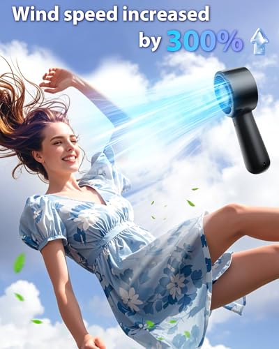 AUIIAH Portable Handheld Fan Personal Small Turbo Hand Fan Powerful, Cooling, Lanyard, USB Rechargeable, 5 Speeds, Makeup,...