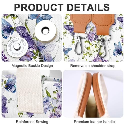 Canvas Tote Bag for Women with Pockets Crossbody Bag Tote Shoulder Handbags Casual Work Bags Everything Tote Bag