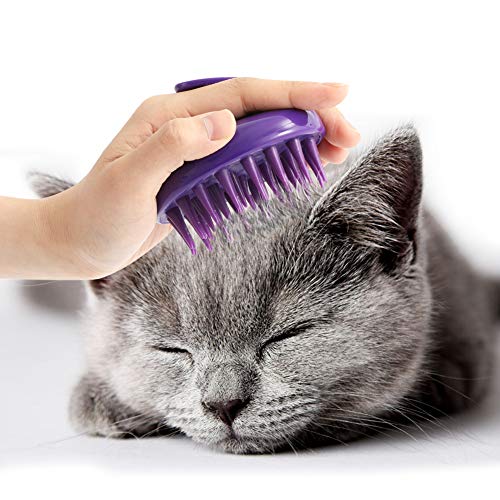 Cat Brush with Soft Rubber Pins, Washable Silicone Pet Brushes for Indoor Cats Kitty - Grooming Shedding Massage & Bath, R...