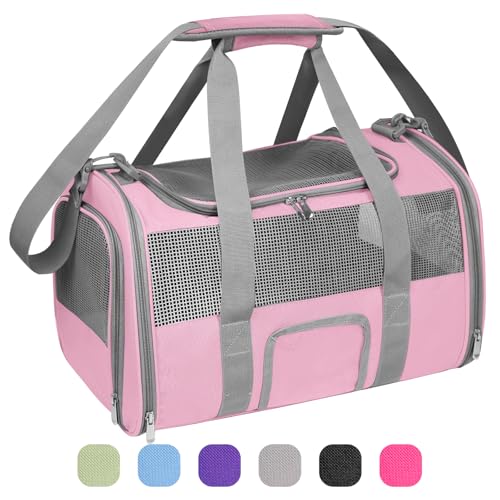 Seclato Soft Side Cat Carrier Airline Approved for Puppy Kitten Dog Carriers for Small Medium Cats Under 15lb, Collapsible...