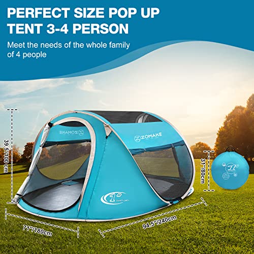 Easy Pop Up Tent 2-4 Person Waterproof - Pop-Up Camping Tents Automatic Tent Throw Pop Up Instant Flip Pop Tent for Campin...