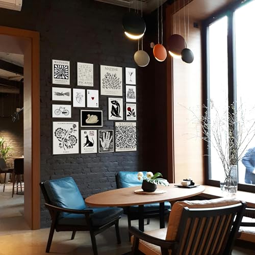 LANCHI95 16 PCS Black and White Home Decor, Eclectic Wall Art, Minimalist Posters for Living Room Aesthetic, Matisse Abstr...
