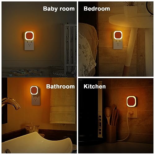 YUNLEX 2 Pack Plug in Amber Night Light, Auto Dusk to Dawn, Soft Glow, Dimmable, Diffused Light, LED Lights for Bedroom, K...
