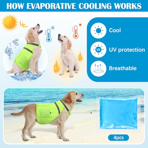 Aliceset 2 Pcs Dog Cooling Vest with 4 Recyclable Ice Pack Summer Outdoor Dog Cooling Harness Pet Adjustable Jacket Coole...