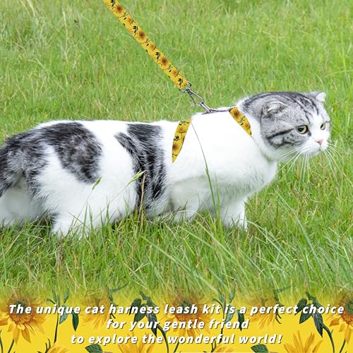 Seyezo Cat Harness and Leash Set, Adjustable Kitten Harness Escape Proof Cats Harness, Soft Lightweight Walking Travel Pet...