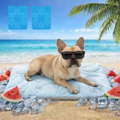Vagascape Dog Cooling Mat New 5.0 Version Built-in Ice Pack, Long-Lasting Cool 6-8h, 30" x 20" Ultra Thick Soft Vine Patte...