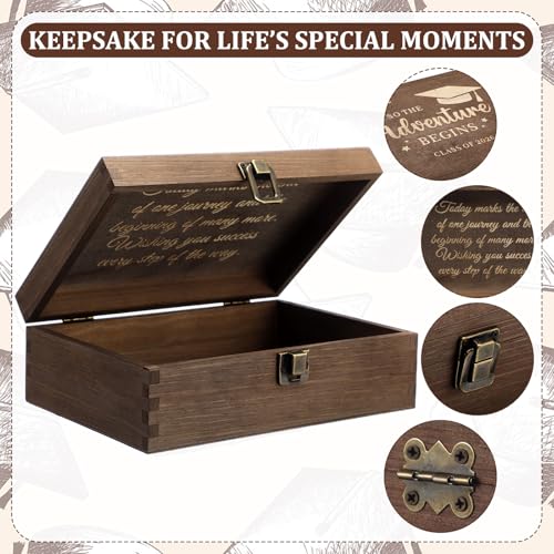 CroBlissful School Years Memory Box Graduation Keepsake Box 2026 Wooden Memory Boxes High School College Graduates Cap and...