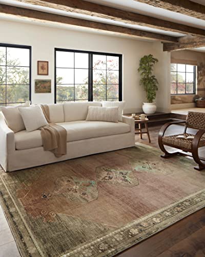 Loloi Magnolia Home by Joanna Gaines Sinclair Collection SIN-06 Clay/Tobacco 2'-3" x 9'-6", .25" Pile Height, Machine Wash...