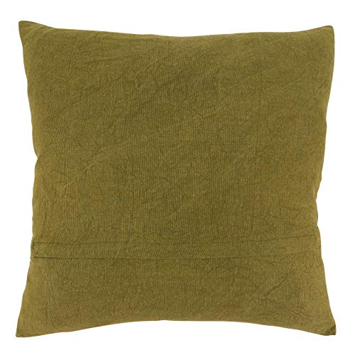 SARO LIFESTYLE Genevieve Collection Stone Washed Floral Pillow Cover, 20", Green