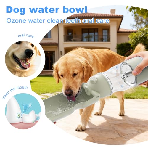 Amerisun Dog Water Bottle 12 oz Dog Water Bottle containing Reactive Oxygen Species/Ozone, Outdoor Travel Drinking Bowl, e...