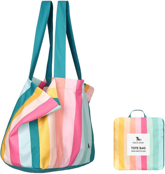 Dock & Bay Everyday Beach Tote Bag - Reusable Carrier Bag for Daily Use - Carries Up to 10kg - 100% Recycled Materials