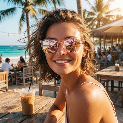 Myiaur Polarized Sunglasses for Women, Square Mirrored Trendy Shades with UV Protection Reduce Glare Sun Glasses