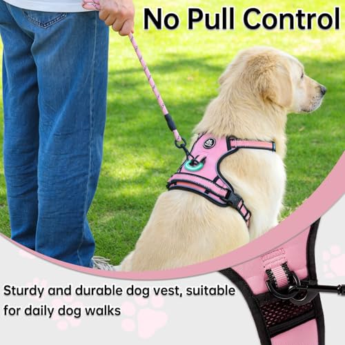 NESTROAD No Pull Dog Harness,Adjustable Oxford Medium Dog Harness with Leash,Reflective No-Choke Pet Vest Harness with Eas...