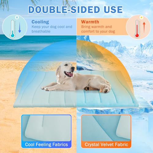 SCENEREAL Dog Cooling Mat for Crate, Thicken Self-Cooling Dog Pad Reversible (Cool & Warm), 48"x28" Pet Cool Bed for M Lar...