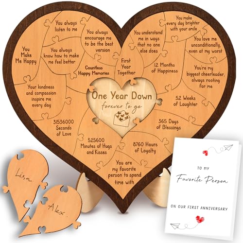 Stofinity 1 Year Anniversary Wood Gifts for Him Boyfriend - One Year Anniversary Wooden Gifts for Men, First Anniversary W...
