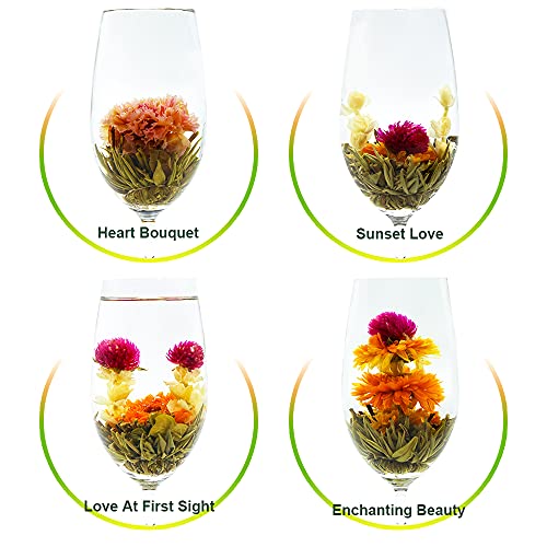 TEARELAE Blooming Tea Flowers - 12pcs Individually Sealed Flowering Balls - Hand-Tied Natural Green Tea Leaves & Edible Fl...