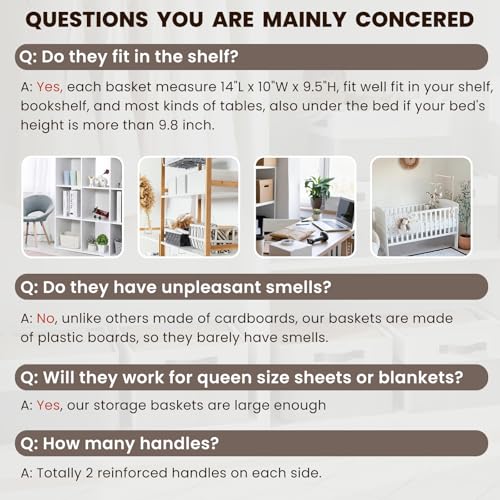 4 Pack Large Closet Storage Baskets Bins for Shelves | Fabric Closet Organizers and Storage with Handles Home Organization...