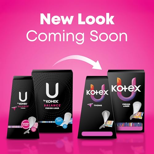 U by Kotex Balance Daily Panty Liners for Thongs, Wrapped, Light Absorbency, Regular Length, 50 Count (Packaging May Vary)