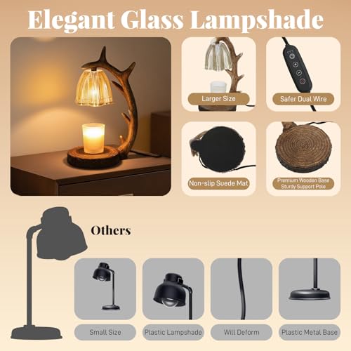 Candle Warmer Lamp | Rustic Candle Warmer Lamp with Timer and Dimming Function | Suitable for Retro Decoration and Creativ...