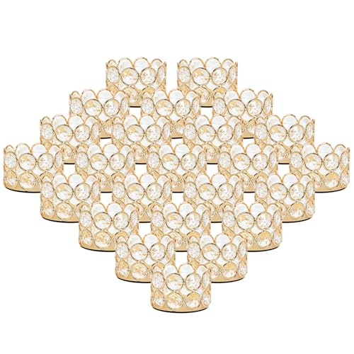VINCIGANT Crystal Gold Votives Candle Holder Elegant Decorative Tealight Candle Holders for Weddings,Parties,Chirstmas,Gif...