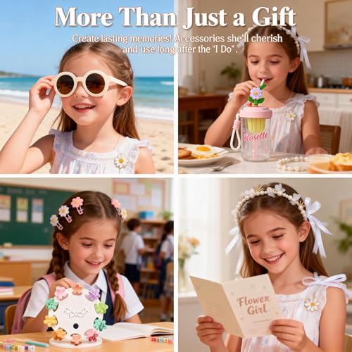 Flower Girl Proposal Gift Set - Will You Be My Flower Girl Card with Bracelet, Sunglasses, Headpiece, Hair Accessories & C...