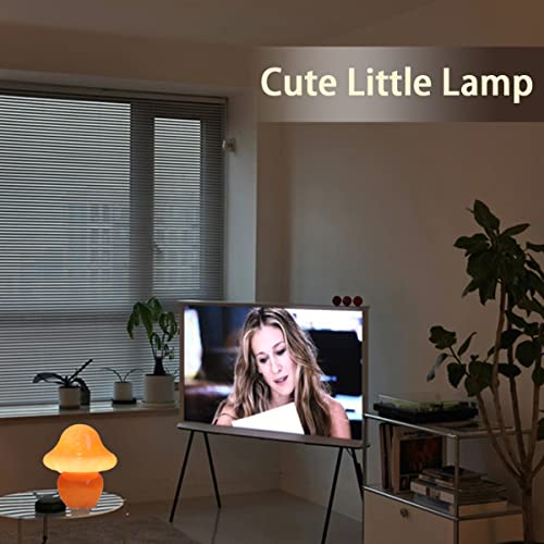 HEQET Mushroom Lamp Orange Glass Mushroom Table Lamp for Bedrooms, Living Room, Aesthetic Lamps for Bedroom, Cute Bedside ...