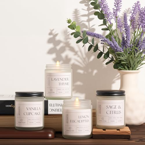 Molensun 4 Pack Candles for Home Scented, 28 oz Long Lasting Candles, Soy Candle Set Gift for Women - Lavender Thyme/Lemon...