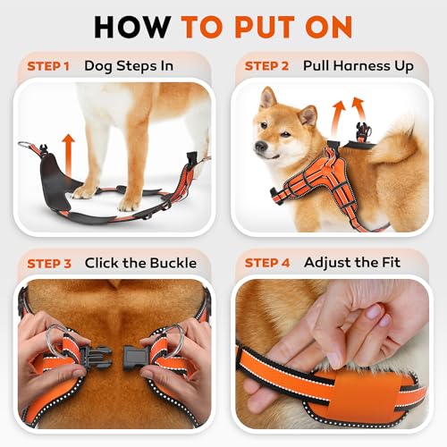 Dog Harness for Small Dogs Back D-Ring Control No Choking Pressure-Free Chest Design Comfortable Padded Adjustable Reflect...